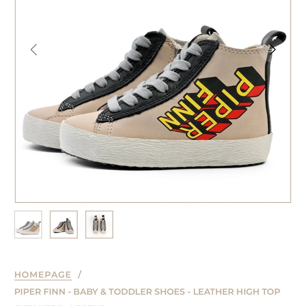 Piper Finn Kids High Top Sneakers - Black and Tan